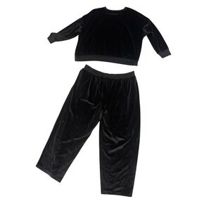 JOYSPUN Black Velvet Lounge Set Sweatshirt Pants Women's 3X